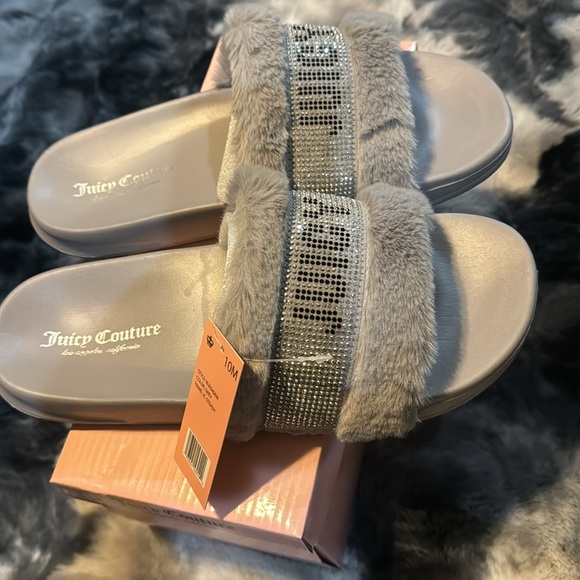 NWT Juicy Couture Steady Size 10 Grey Slides In Box - Picture 4 of 8
